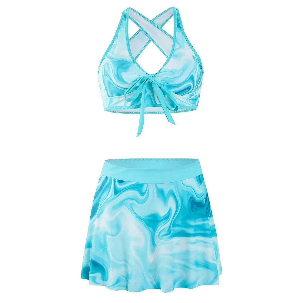 أزياء مريحة بحر الصيف ملابس السباحة النسائية شنقا الرقبة مثير ملابس السيدات قطعتين Tankini تنورة قصيرة S-5XL
