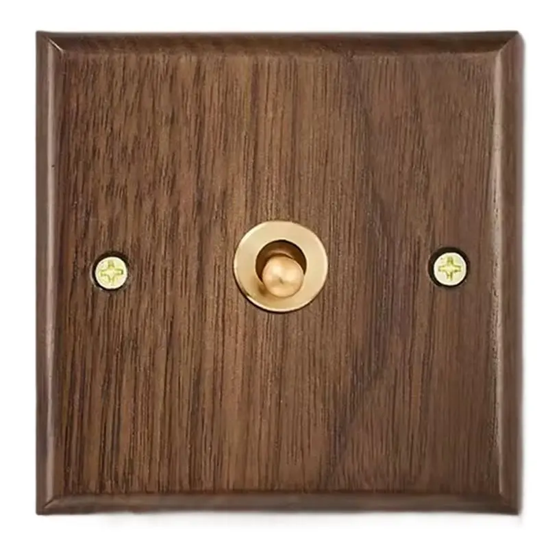 

LNHF Настенный тумблер в стиле ретро, панель из ореховой отделки, 1-4 группы, 2-позиционная, двойная, из цельного дерева, универсальная электрическая розетка