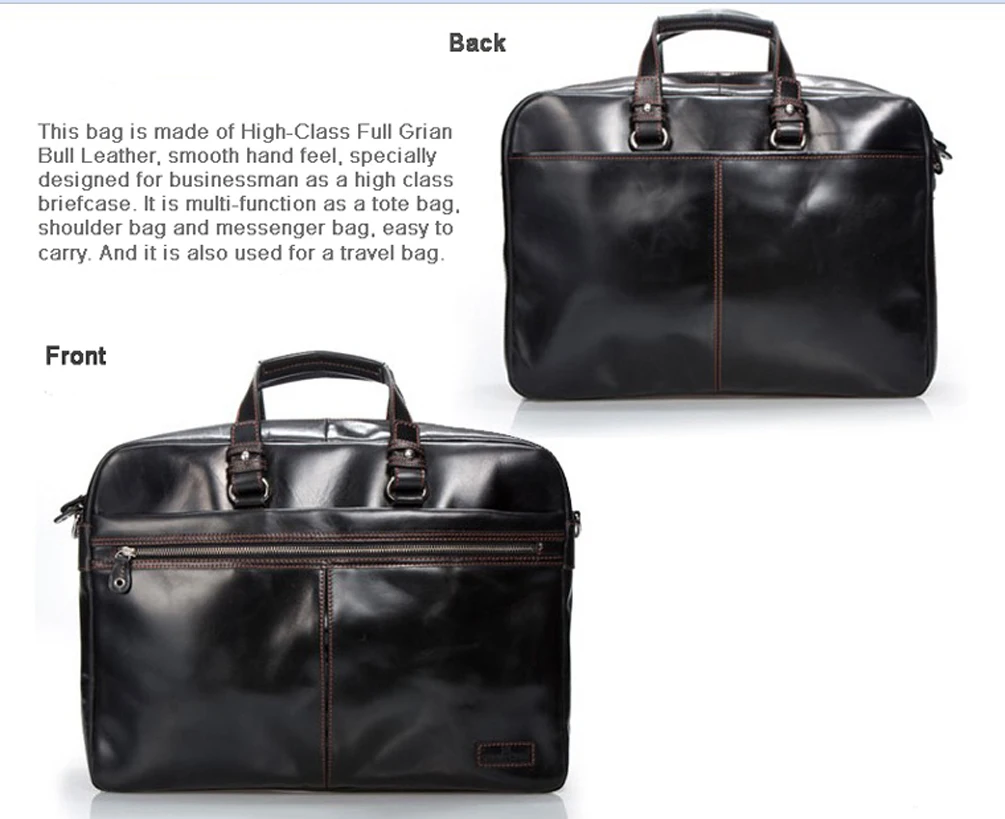 High Class Genuine Leather Briefcase Men Business Bag  Big 15.6