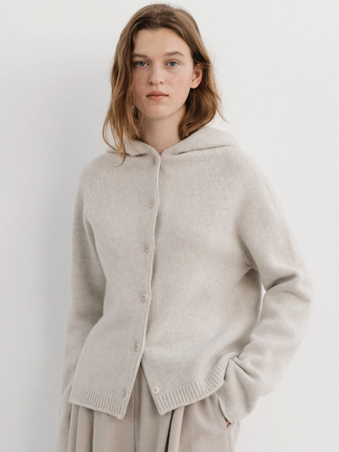 

100% Wool Sweater Cardigan Jacket Women's Autumn and Winter New High-end Hooded Knitting Sueter Mujer