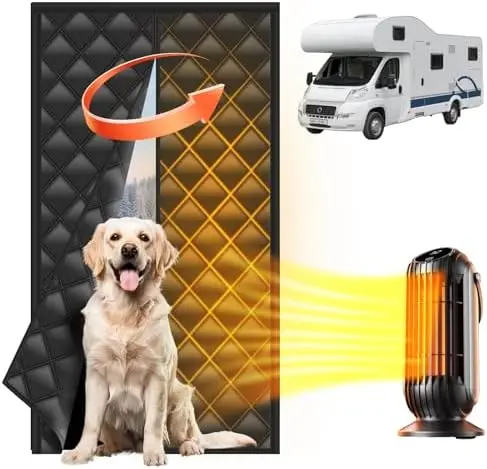

RV Insulated Door Cover – Magnetic Thermal Curtain for Camper & Trailer, Keeps Heat In, Cold Out – Interior RV Door Insulation