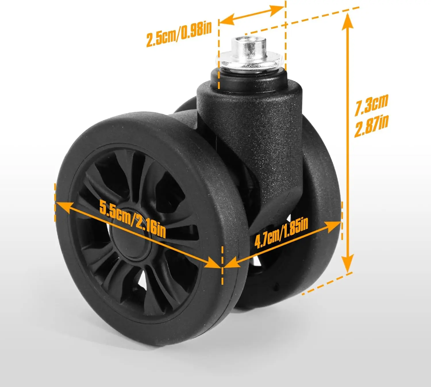1/2pcs Luggage Replacement Wheels with Brakes Wear Resistant Suitcase Repair Wheel 55mm 360° Spinner Swivel Casters for Travel