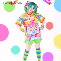 2025 Spring Summer Color Printed Top Original Japanese Sweet Cute Loose Short Thin Short-sleeved Tees Women's Oversized T-shirts