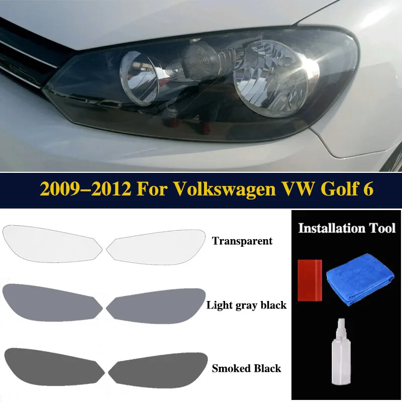 2009-2012 For Volkswagen VW Golf MK6 TPU Headlight Car Pre Cutting Protective Film Exterior Car Accessories Repair Sticker