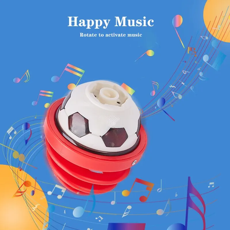 1Pc Cool Football Glutinous Gyroscope Bagged Round Luminous Toy Light Music Rotating Gyro Random Color Gyro