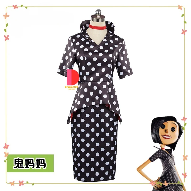 

Halloween Cosplay Costume Mother Role-playing As Movie Character Complete Women's Outfit Sell Like Hotcakes Black Spotted Skirt