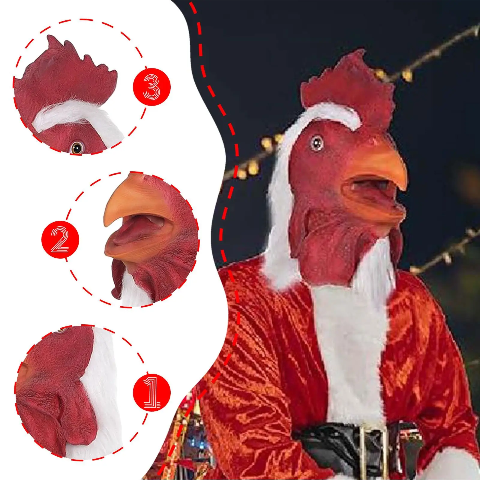 

Куриная голова на Хэллоуин, забавное животное, для вечеринки-маскарада