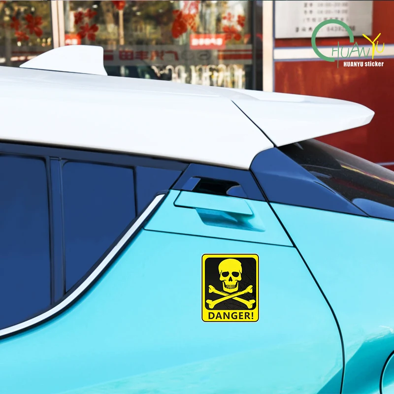 Car Sticker Danger Sign With Skull Symbol Waterproof Vinyl Decal Car Accessories