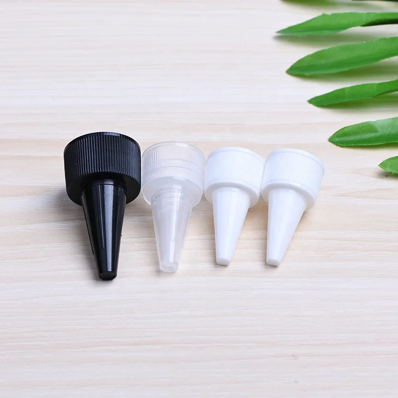 100pcs 20mm 24mm Black/Clear/White Twist Off Cap Plastic Ribbed Twist-open Dispensing Caps 410 Squeeze Bottle Lid forCraft Paint