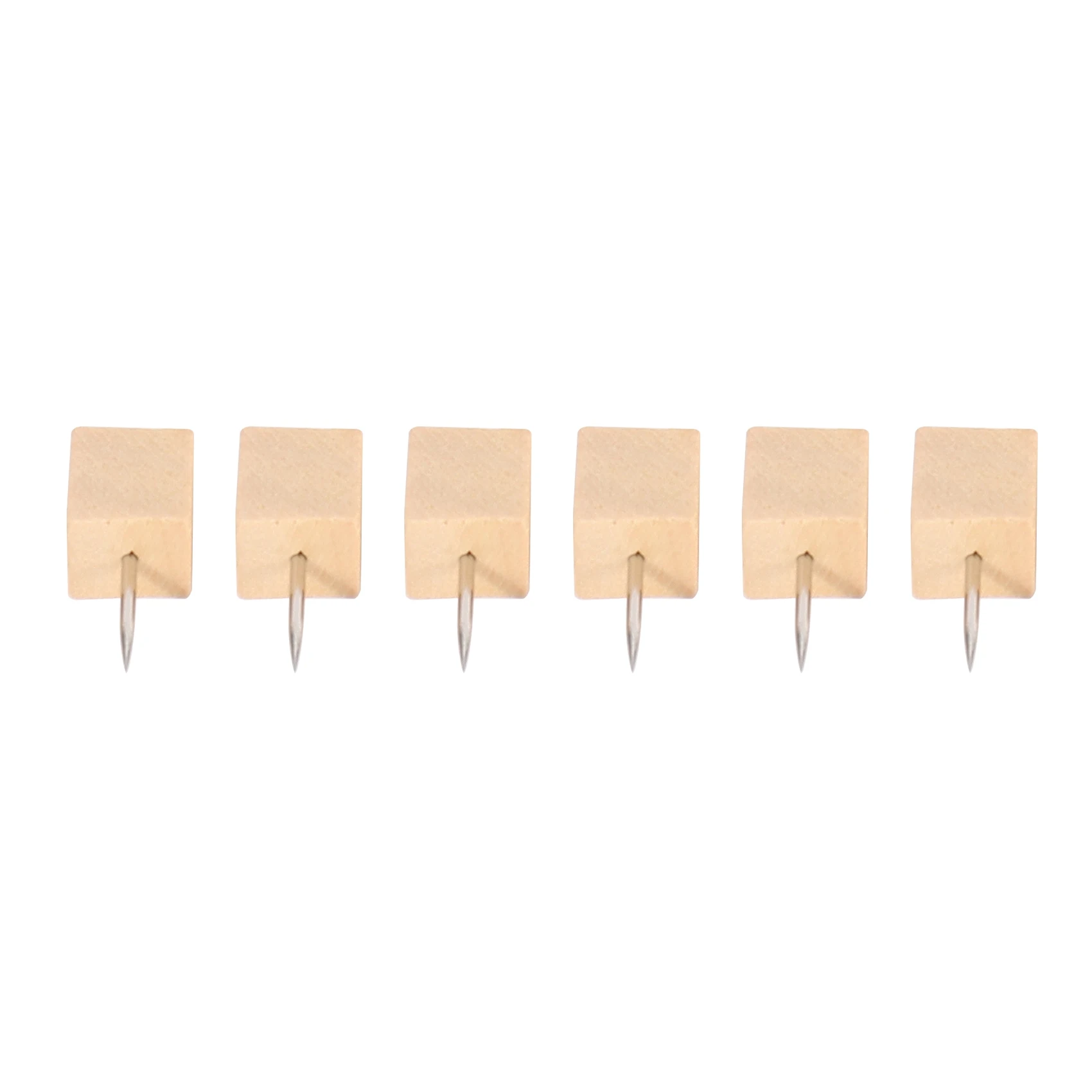 

60Pcs Square Wood Decorative Push Pins, Wood Head And Steel Needle Point Thumb Tacks For Photos, Maps And Cork Boards