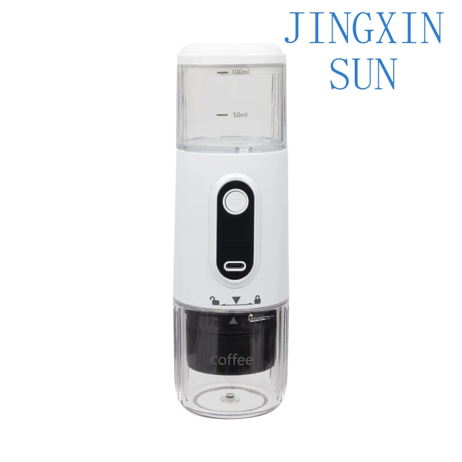 Portable mini espresso machine with USB wireless charging French operating language, suitable for travel and small spaces