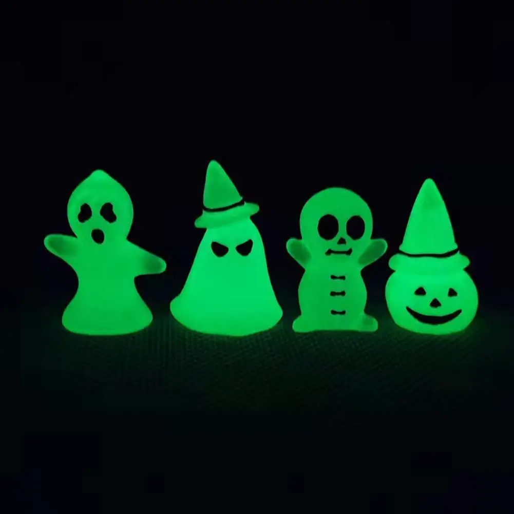 4Pcs Kawaii Tree Elves Fairy Miniature Gardening Potted Luminous Tree Elves Toy Miyazaki Kodama Gardening Fluorescent Figure