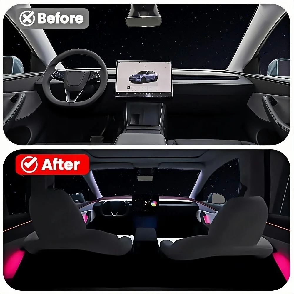 For Tesla Model Y Juniper Model 3 Highland 2023-2025 RGB color streamer 7 Colors Door Handle Bowl Lights Ambient Light