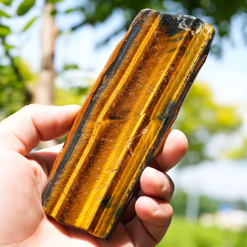 Natural Tiger Eye Stone Slice, Polished Crystal Slab, Home Decor, Random Mineral Specimen, Holiday Gifts, Crystal Collection