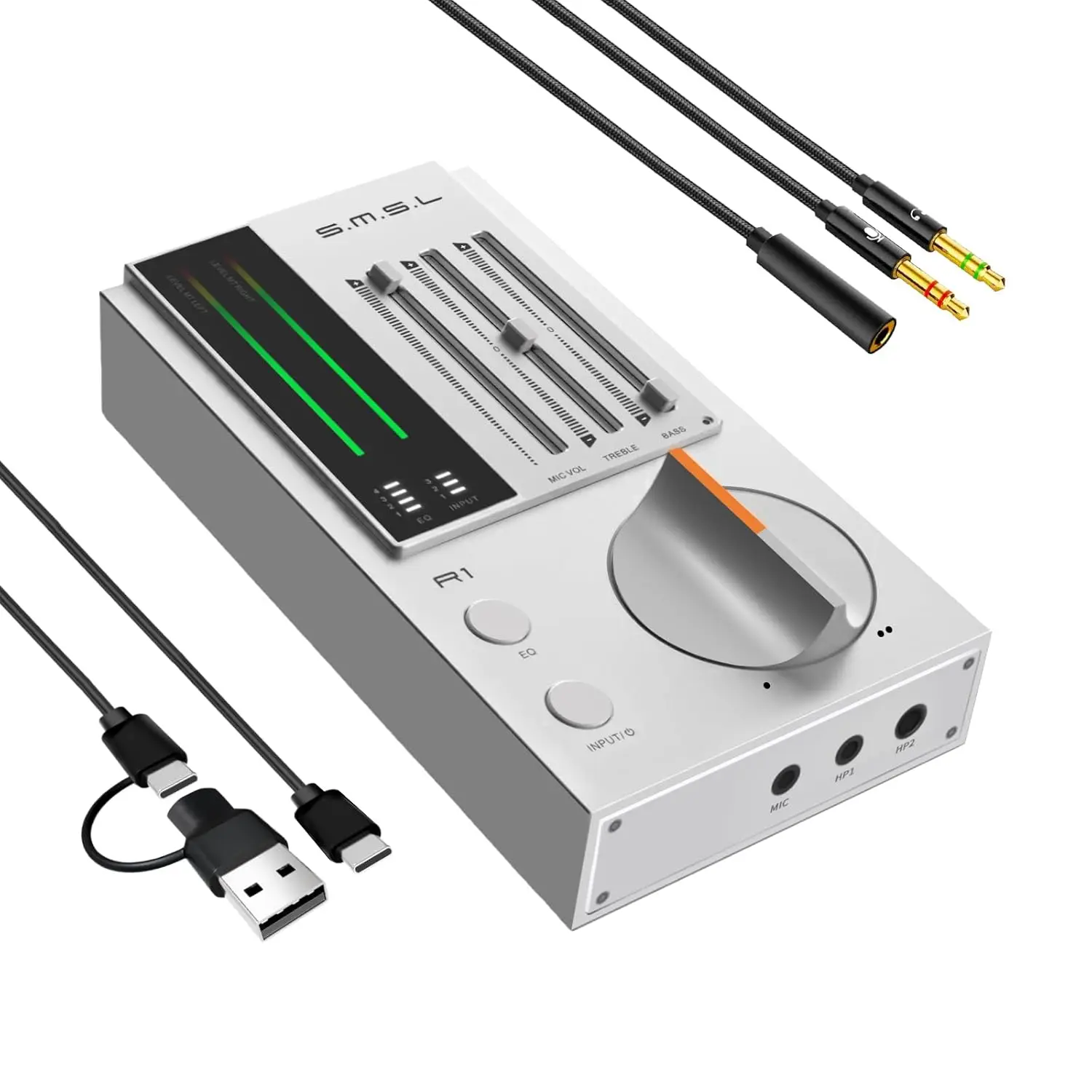 SMSL R1 Gaming DAC Headphone Amplifier support Microphone EQ Adjustment 3.5mm 4.4mm Headphone