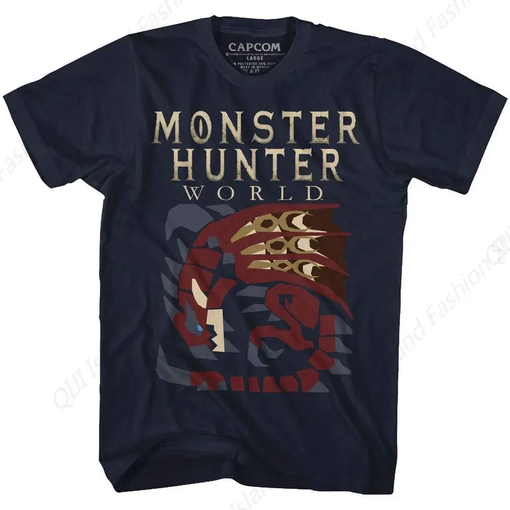 Monster Hunter Fantasy Action Role-Playing Video Game Large Dragon T-Shirt -Navy