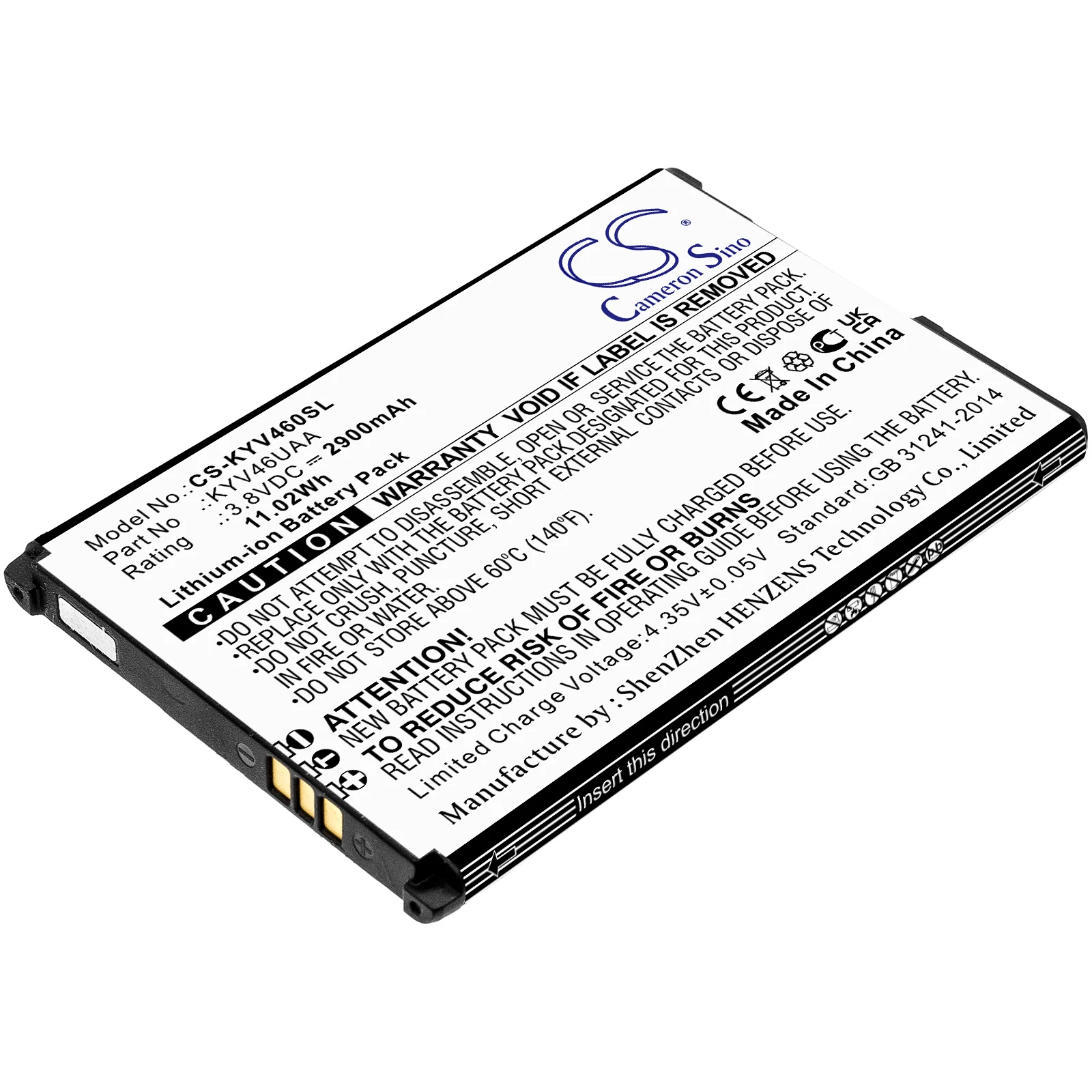 

Cameron Sino Battery For Kyocera KYV46UAA KYV46,Torque G04 2900mAh / 11.02Wh