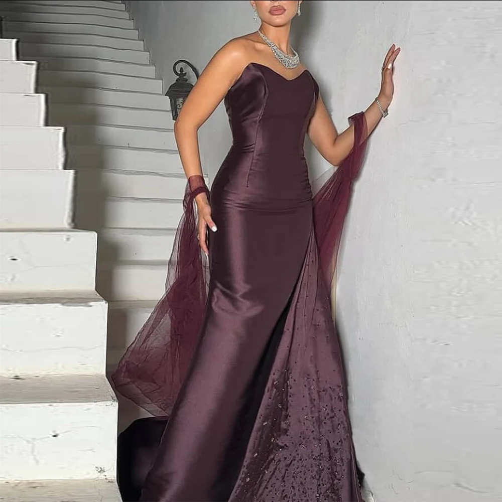 

Mermaid Evening Dresses Exquisite Strapless Sleeveless Customized Homecoming Dresses Luxury Panel Train Special Occasion Gowns