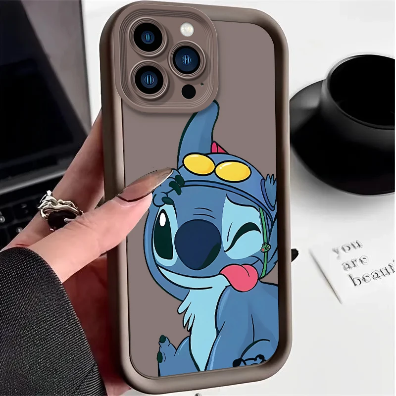 Lovely Disney Stitch Case for iPhone 16 15 14 13 12 11 Pro Max XS X XR 8 7 6S 6 Plus SE 2020 Dustproof Soft Silicone Cover Funda