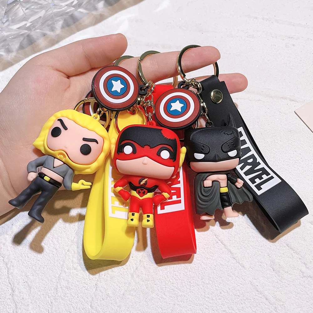 Movies Batman superman Wonder Woman The Flash Keychains cute anime cartoon Ornaments kids toys collection dolls bag pendant gift