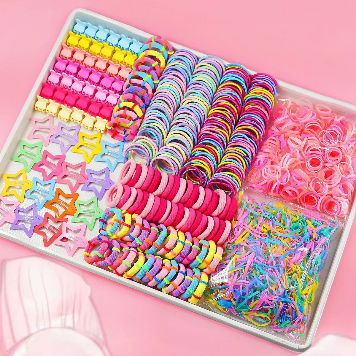 780-1800Pcs Colorful Hair Bands Set Nylon Ealstic Hair Ties Ponytail Hold Scrunchie Rubber Band Kid Baby Girls Hair Accessories