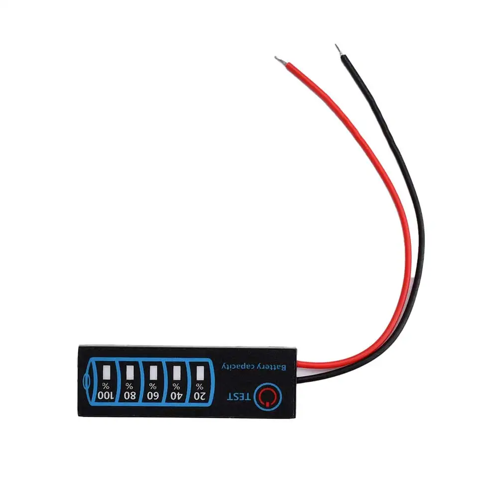 2PCS DC 5V-30V Battery Level Indicator Lithium Battery Level Monitor Tester With 5 Segments LED Indicator For Lead Acid Battery