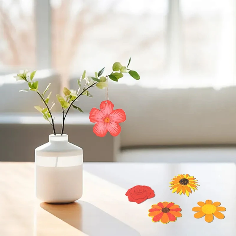 Umweltfreundlich, 60 Stück, unvollendete Holzblumen-Bastelarbeiten, leere Blumenform, Holzdekorationen, Blumen, Weihnachten, Thanksgiving-Dekoration