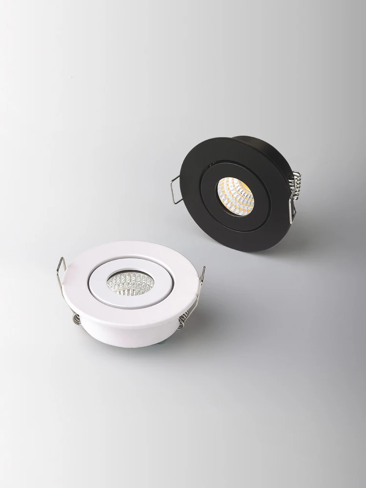 LED COB 스포트라이트 3W 5W LED 통 매입형 천장 조명 조정 가능한 조명 각도 Ra≥95 초박형 컴팩트 램프 본체