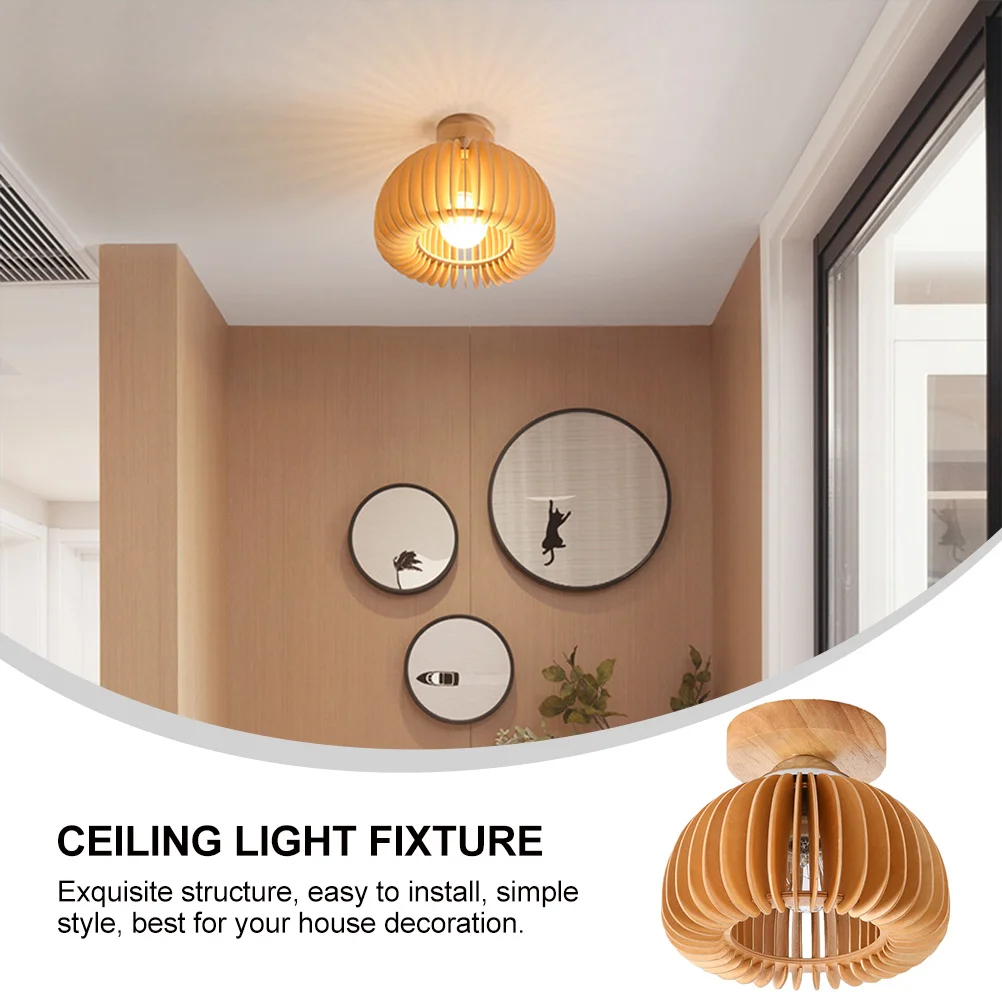 

Wooden Ceiling Fixture Flush Mount For Bedroom Living Room Light Covers For Ceiling Lights Hallway Farmhouse Rustic Lamp Shade