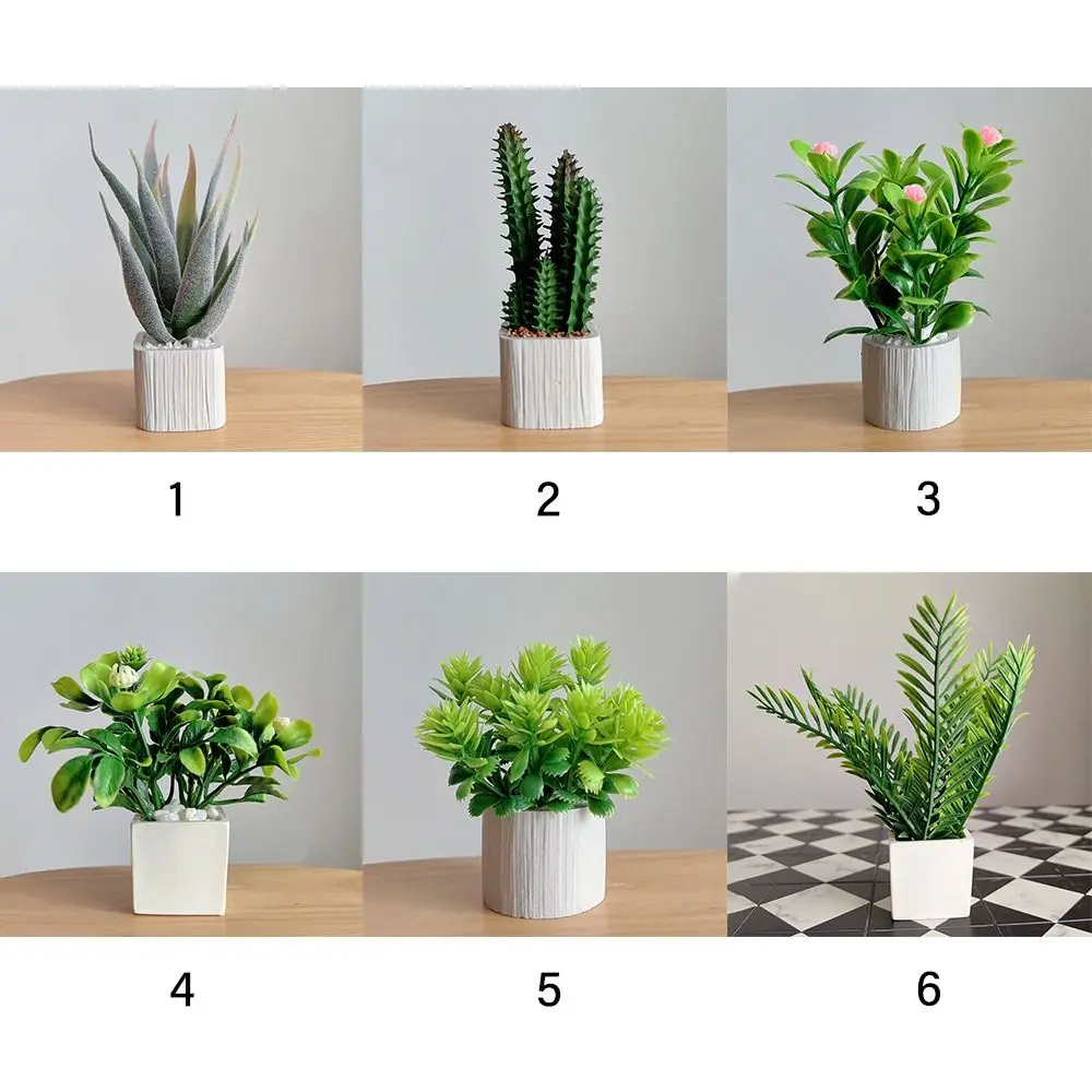 Green Dollhouse Potted Plant 1:6 Scale Lifelike Mini Flower Pot Home Decoration Micro Landscape Miniature Green Leaves Bonsai