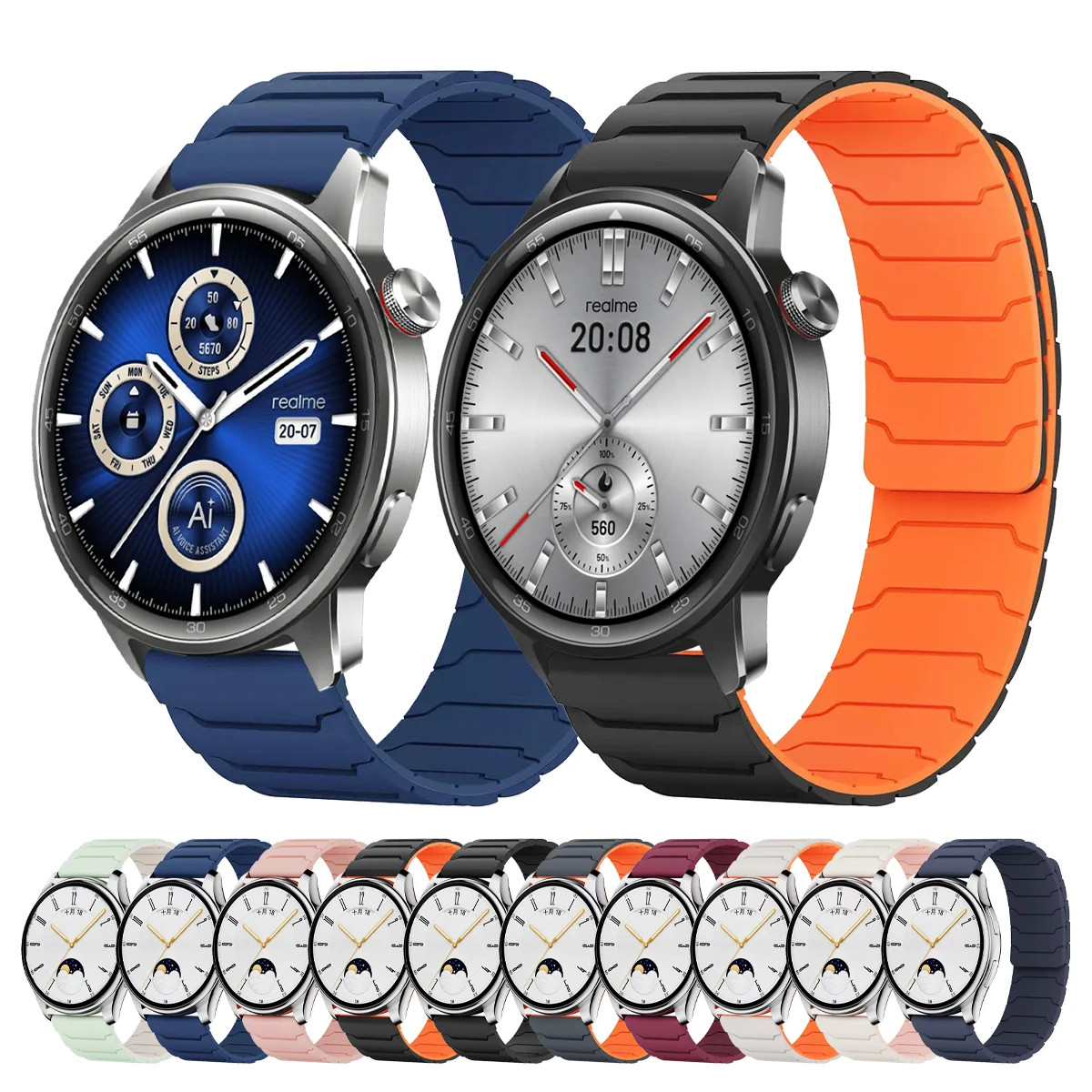 20/22mm Armband für Realme Watch S2/Watch 3 3pro 2 2pro S Spro Silikon-Armband für Garmin Venu 4 3 2/Forerunner 570 245 255 Gurt