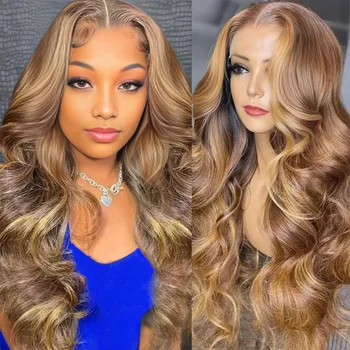 4/27 miodowo-blond ciało Wave Hd koronkowa peruka z przodu 13x6 peruka Humain włosy 30 Cal koronkowa peruka na przód ludzkie włosy dla kobiet wyprzedaż