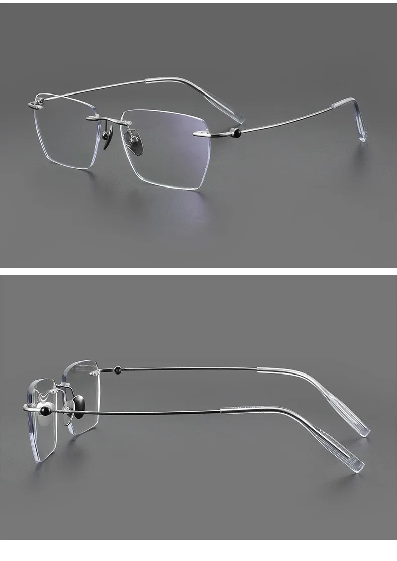Mode randlose Business-Brillen ultraleichte Brillen aus reinem Titan große Luxus brillen Männer optische verschreibung pflicht ige Brillen – Detail 10