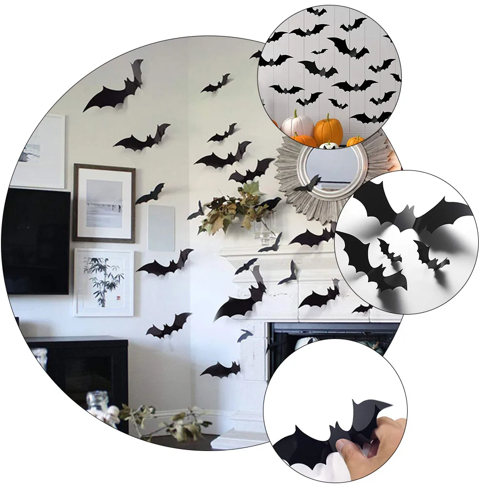 

112 Pcs Bats Wall Decor Background Decorative Stickers Halloween Decorations Indoor Household