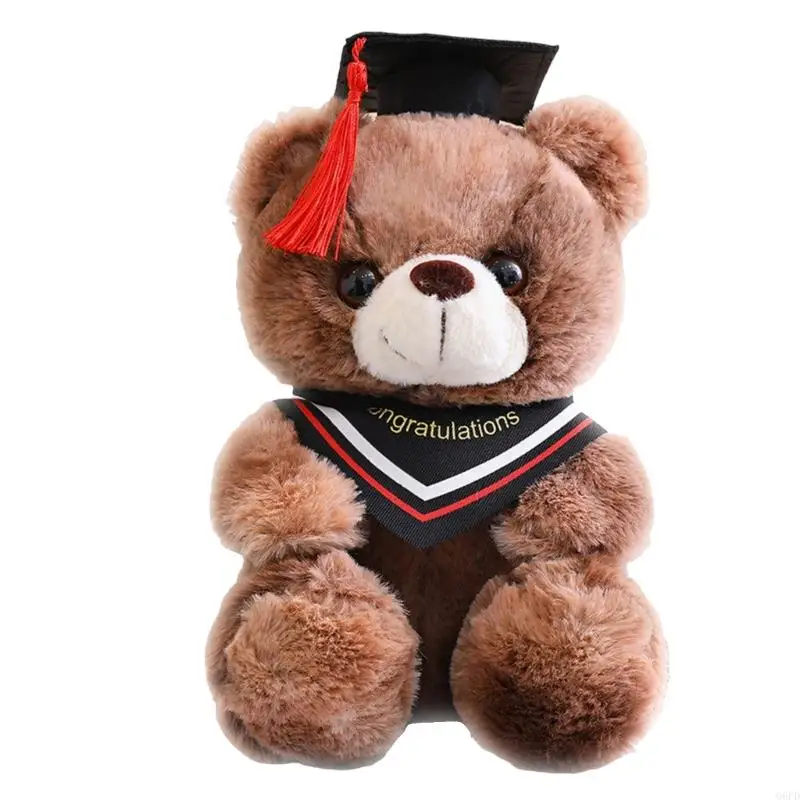   Playful Graduation Bear Plush Excellent For Display And Fun 23cm Cotton