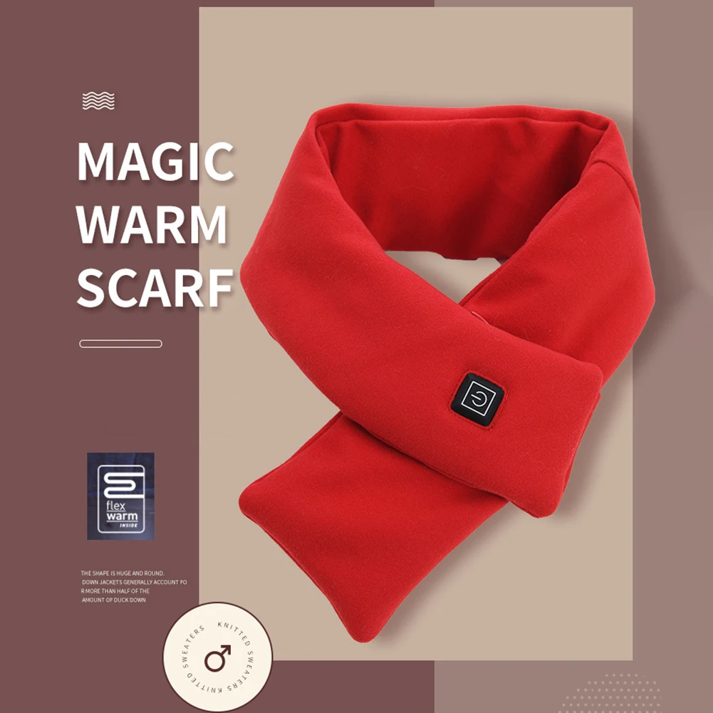 Electric Heated Scarf USB Charging Neck Heating Pad Cold-Proof Thermal Neck Wrap Warmer Washable for Outdoor Camping Hiking