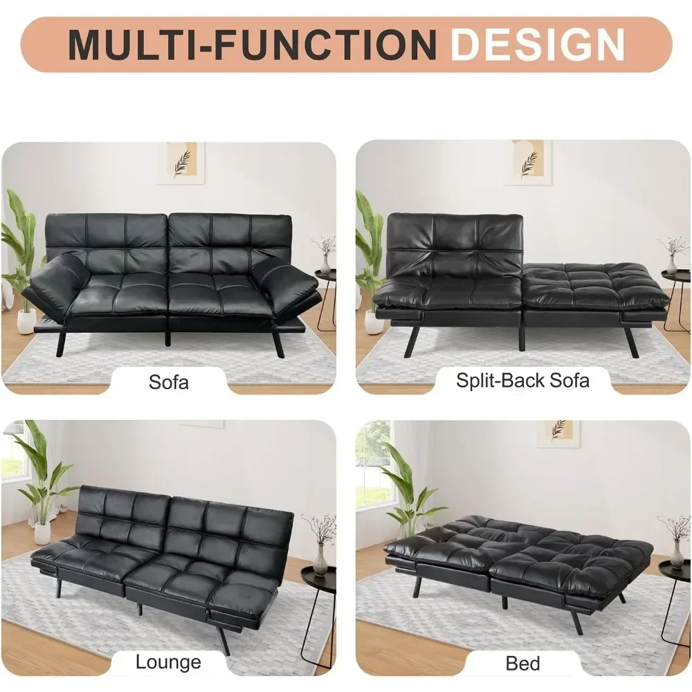 Convertible Futon Sofa Bed,Memory Foam Sleeper Couch,Loveseat Sofa Bed,Splitback Polyester Modern Sofa for Living Room,Office