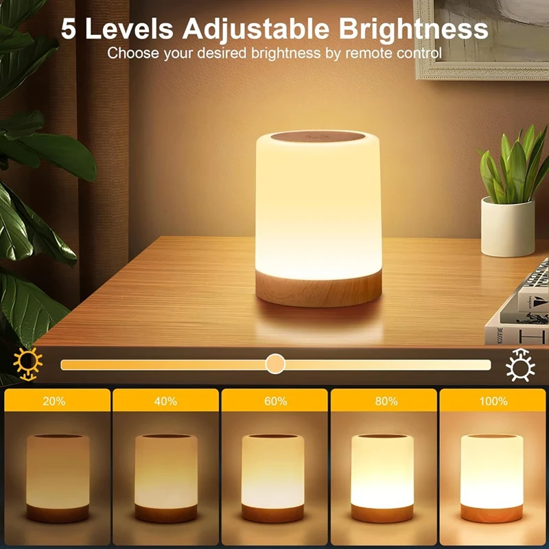 ¡CALIENTE! Luz nocturna para niños para dormitorio, lámpara LED táctil para mesita de noche con Control remoto, cambio de 13 colores, lámpara portátil recargable por USB