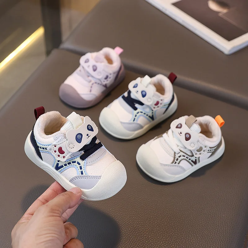 

Детская повседневная обувь ​ Весенняя обувь из искусственной кожи с рисунком панды для мальчиков, противоскользящая обувь на липучке, розовая ​ Синий Размер 16-26