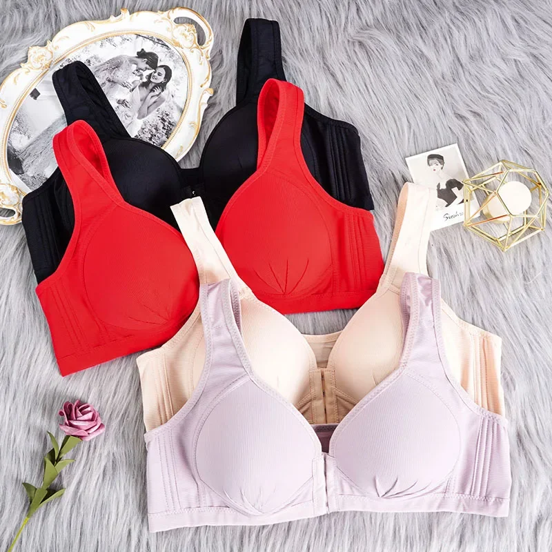 Seamless Sexy Bra For Women Fashion Push Up Bras Wire Free Lingerie Full Cup Bralette Cotton Brassiere Front Closure Plus Size