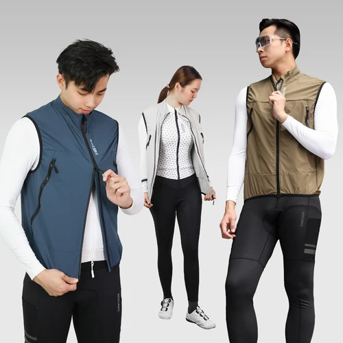 Imagen 2 del producto WOSAWE-Chaleco de ciclismo a prueba de viento para hombre y mujer, chaleco impermeable con cremalleras bidireccionales, cortavientos de ciclismo con bolsillos y cremallera