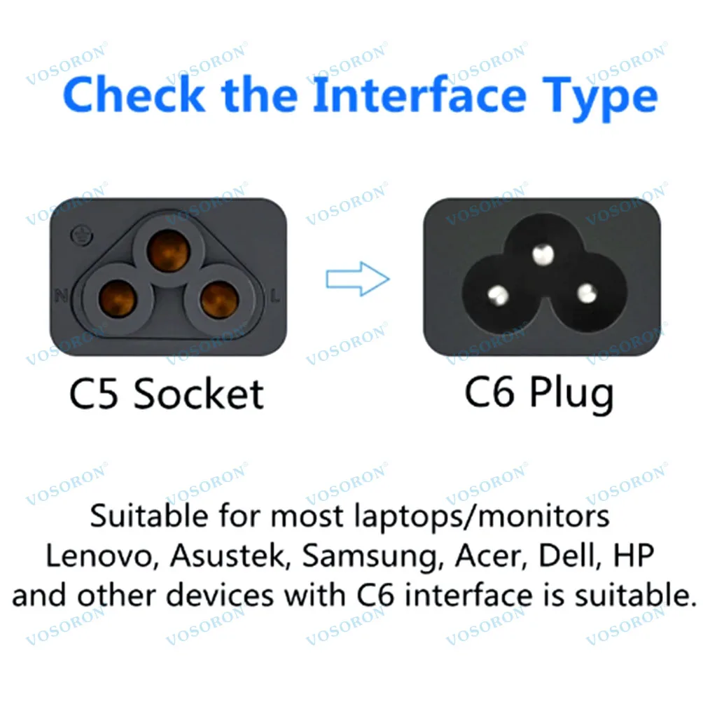 NEMA 1-15P to IEC 320 C5 power cable,2 Pin JP US Plug 2 Pole IEC 60320 C5 3 Prong AC Power Cord Short Laptop Portable Cable 30cm