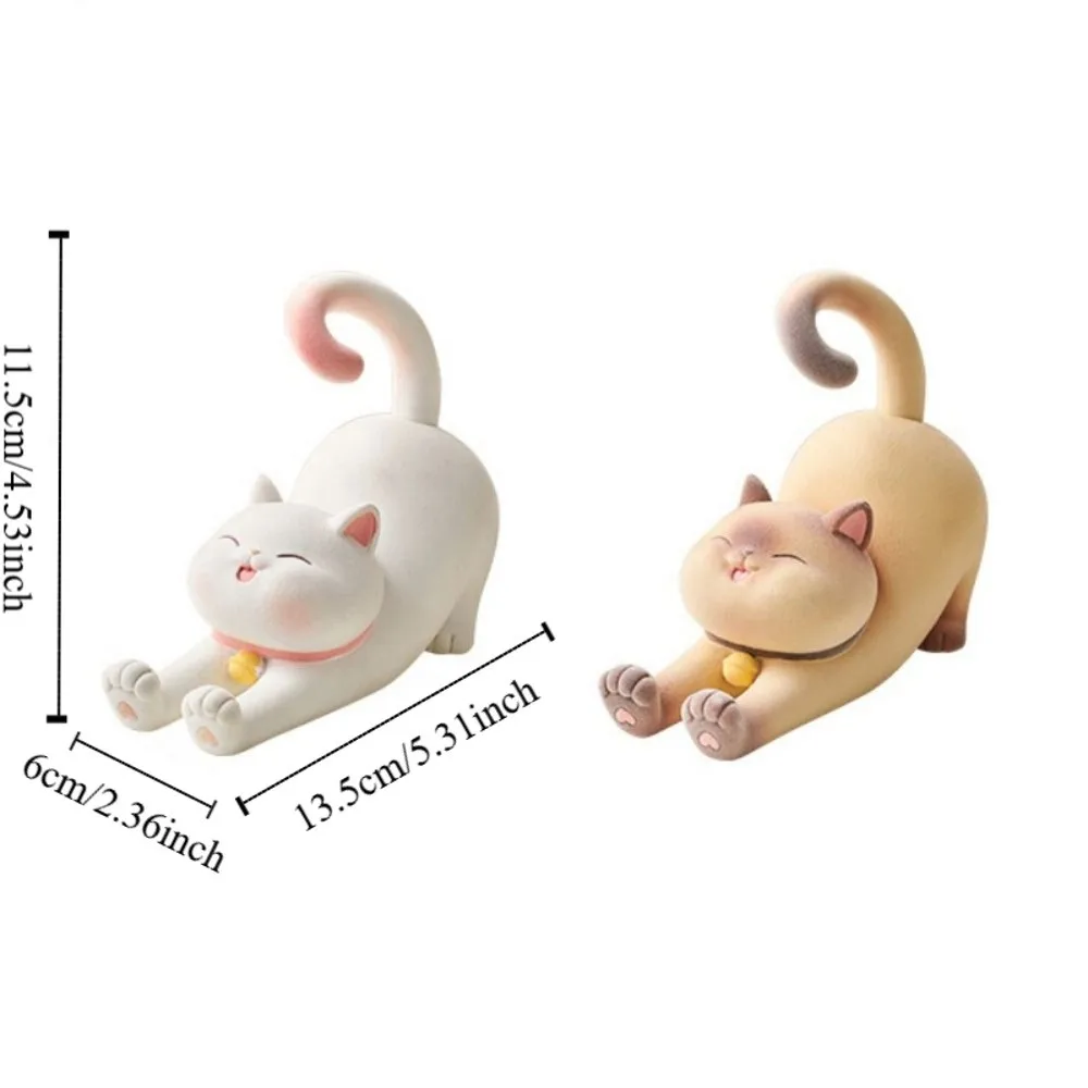 Resin Cat Phone Stand Multi-functional Statue Cat Mobile Phone Holder Anti-slip DIY Crafts Cat Desk Lazy Bracket