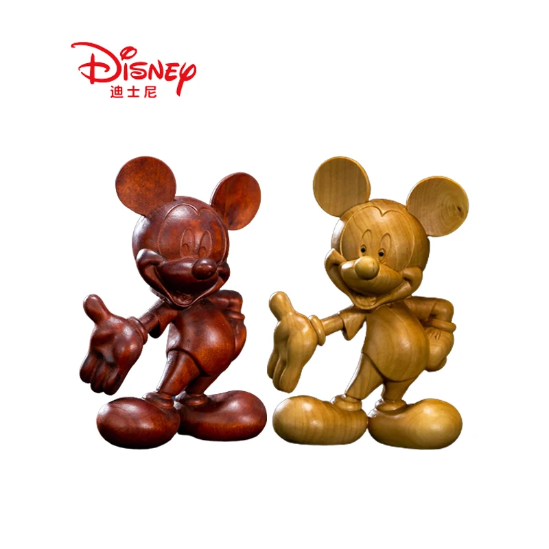 2023 Disney Boxwood Carving Anime Character Mickey Creative Crafts 10cm Mini Kawaii Model Home Ornament Decorative Birthday Gift