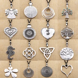 1 x Tibetan Silver Large Hollow Open Heart Pendant Necklace on Long Black Suede Cord Lagenlook 32‘’ for Jewelry Women