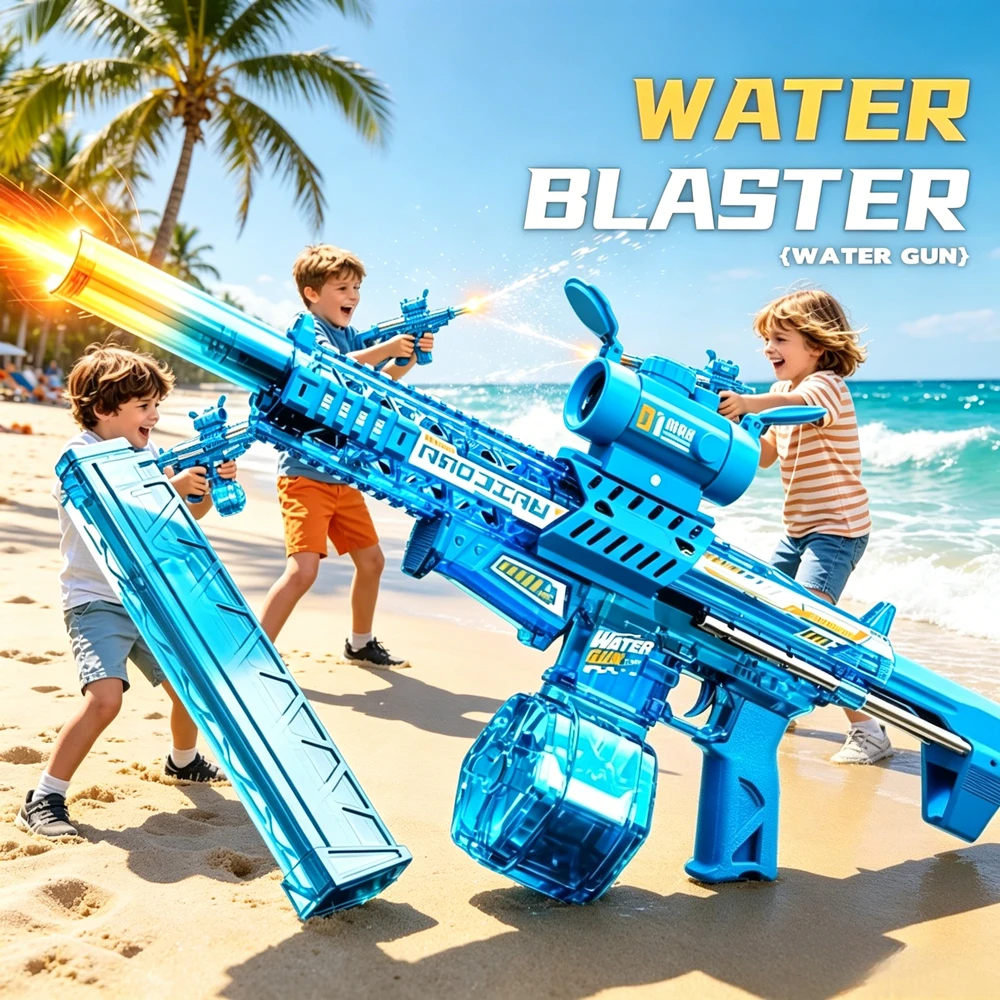 

MK9 Full Automatic Electric Water Gun Realistic Muzzle Flame Design Water Blaster, Summer Outdoor Shooting Game Toy For Kids