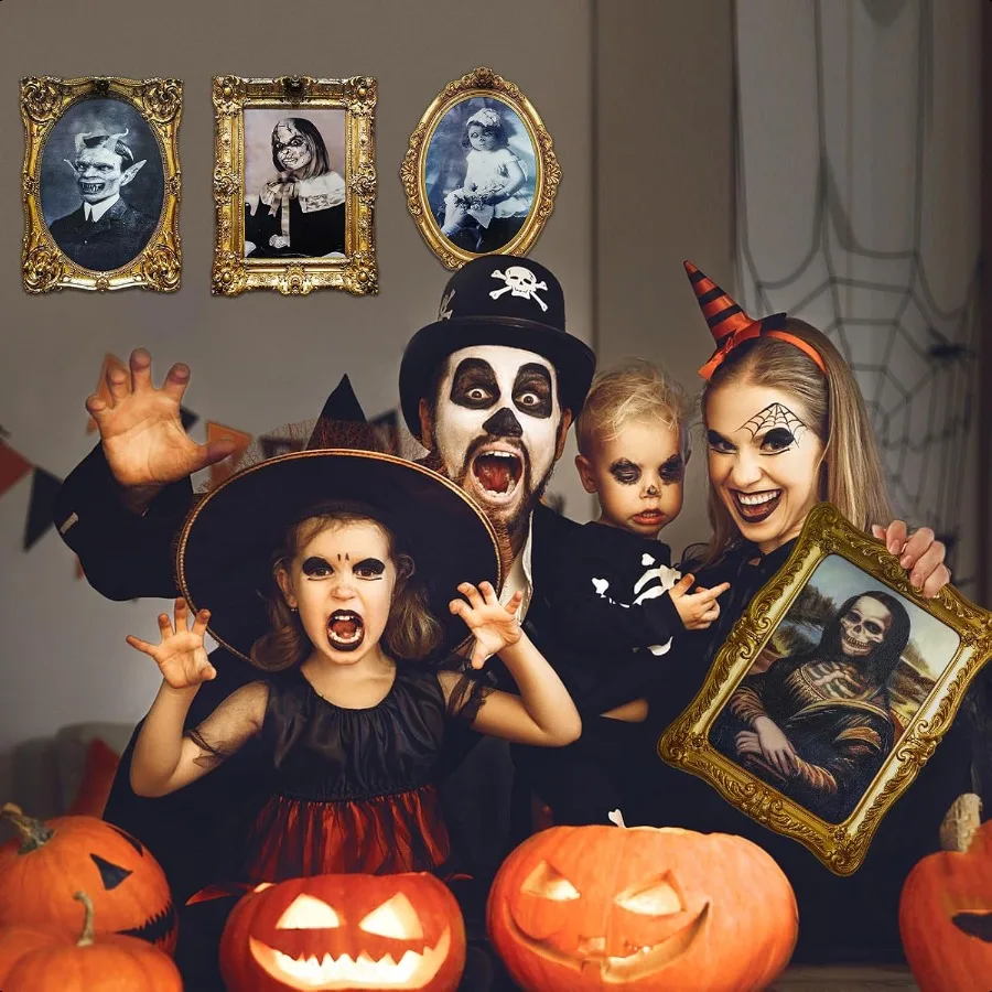 زينة الهالوين ديكور داخلي مسكون مخيف ثلاثية الأبعاد صور وجه متغيرة إطار صور جدارية متحركة لحفلة رعب مخيف #3