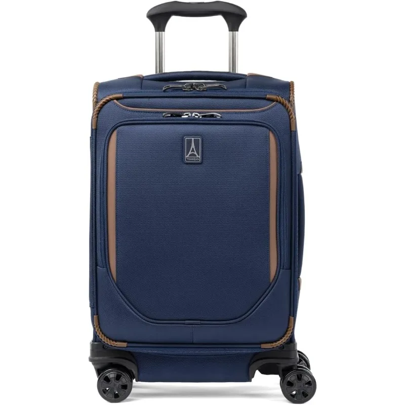 Softside Expandable Carry on Luggage, 8 Wheel Spinner Suitcase, Men and Women, Compact Carry On 20-Inch, Patriot Blue