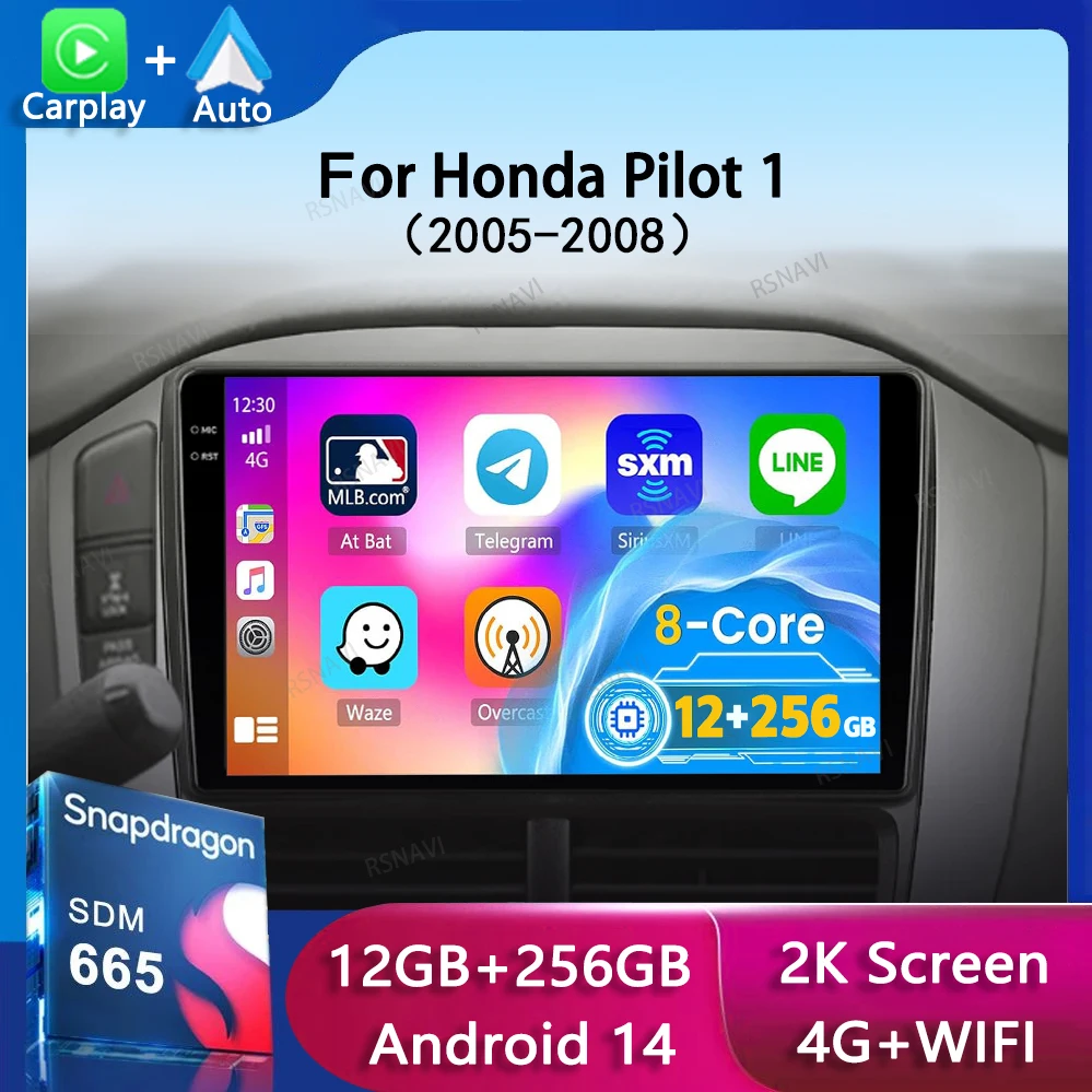 Android 14 Carplay Auto Autoradio Per Honda Pilot 2006 2007 2008 Lettore Video Multimediale Navigazione GPS Stereo WIFI + 4G Unità Principale