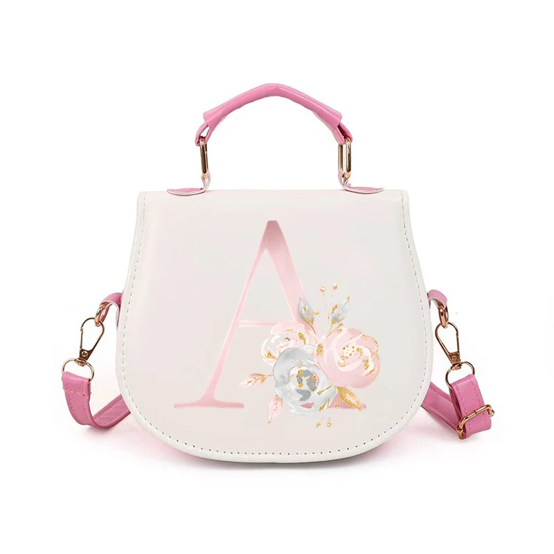 Pink Cherry Blossom Print Alphabet Shoulder Bags High Quality Women Y2K Sakura Letter Flower Pattern Girls Crossbody Handbags